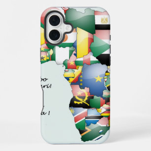 Coque iPhone 16 Plus J'aime l'art de l'Afrique   Carte panafricaine et 