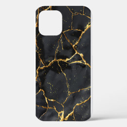 Coque iPhone 12 Japonais Kintsugi Noir & Or