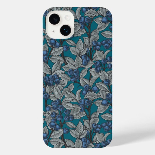 Coque iPhone Jardin aux bleuets, bleu et gris (Verso)