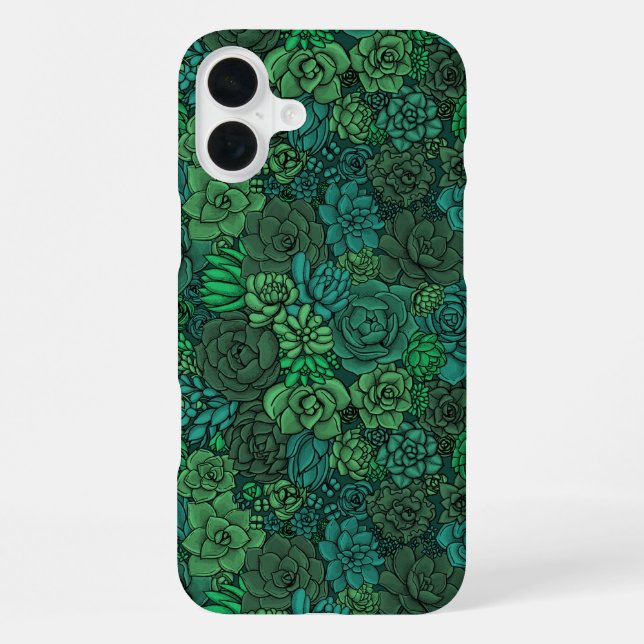 Coque iPhone Jardin de plantes grasses en vert (Verso)