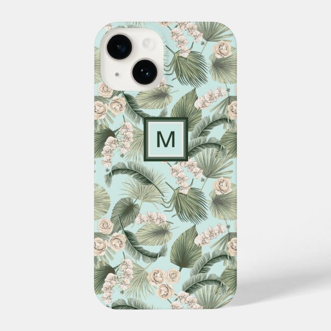 Coque iPhone Jardin tropical Motif orchidée et palmier (Verso)
