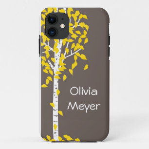 Coque iphone jaune gris d'arbre d'Aspen