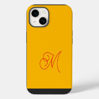 Jaune Rouge Monogramme Classique Script Plain
