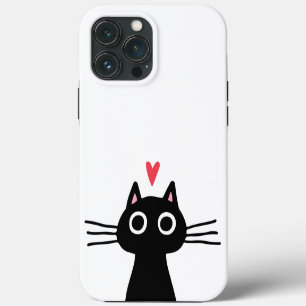 Etui iPhone 13 Pro Max Joli chat noir avec cœur
