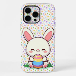 Coque iPhone 16 Pro Max Joli lapin de printemps/Pâques avec œuf