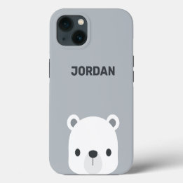 Etui iPhone 13 Joli petit ours polaire avec nom personnalisé