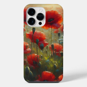 Coque Pour Pour iPhone 14 Pro Max Joli terrain de pavot rouge le jour d'été
