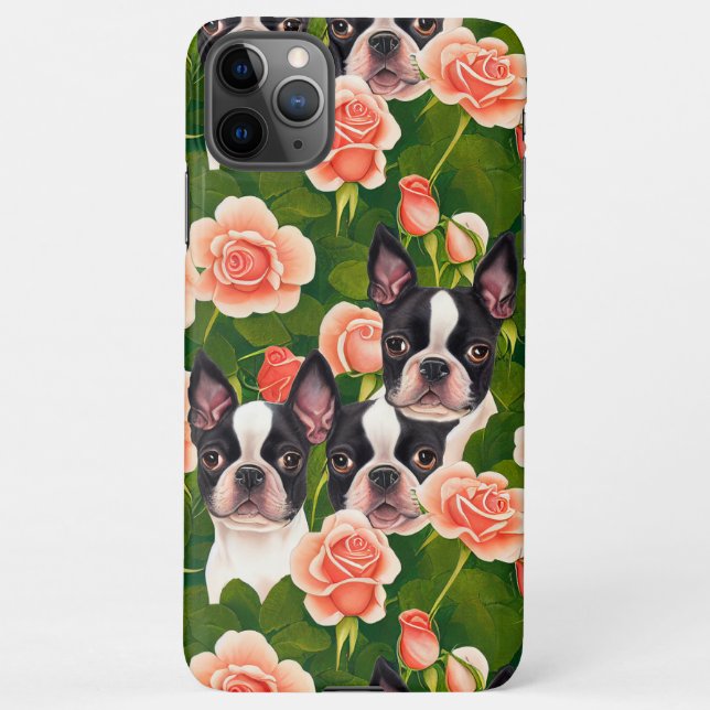 Coque iPhone Jolie Boston Terriers Enchantée Rose Garden (Dos)