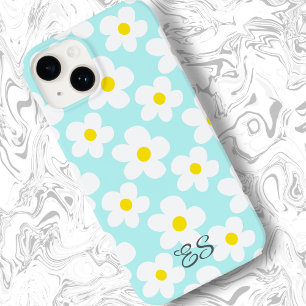 Coque Pour iPhone 14 Jolies marguerites rétro sur fond floral girly ble