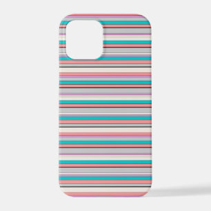 Coque iPhone 12 Pro Jolies rayures grises aqua