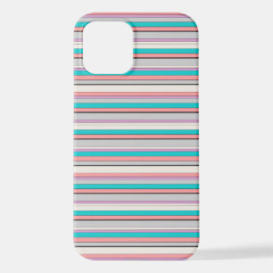 Coque iPhone 12 Jolies rayures grises aqua