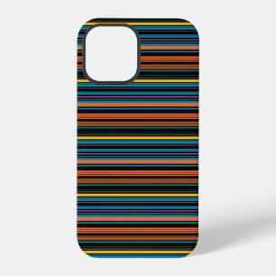 Coque iPhone 12 Pro Jolies rayures noires bleues