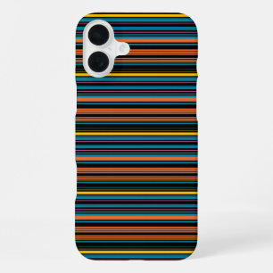 Coque iPhone 16 Plus Jolies rayures noires bleues