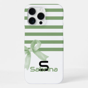 Coque iPhone 16 Pro Max Jolies rayures vertes à l'aquarelle