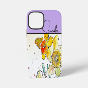 Coque iPhone 12 Mini Jonquille aquarelle jonquilles fleur floral