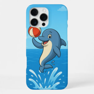 Coque iPhone 16 Pro Max Jouer Dauphin de dessin avec Beach Ball