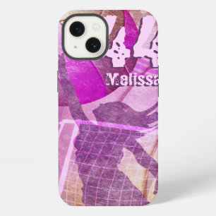 Etui iPhone 13 Joueuse de volley-ball féminine rose violet nom nu