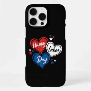 Coque iPhone 16 Pro Max Joyeuse Fête du Travail Cœurs Patriotiques Rouge B