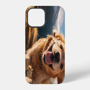 Coque iPhone 12 Joyeux Golden Retriever en cours