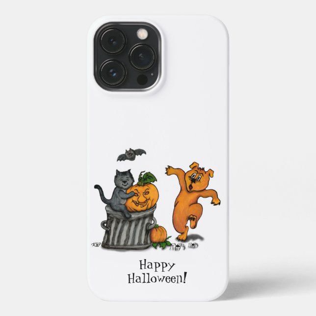 Coque iPhone Joyeux Halloween ! Chien et araignée de chauve-sou (Verso)
