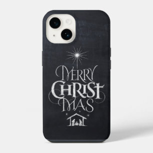 Coque Pour iPhone 14 Joyeux Noël Calligraphie Religieuse sur Tableau No