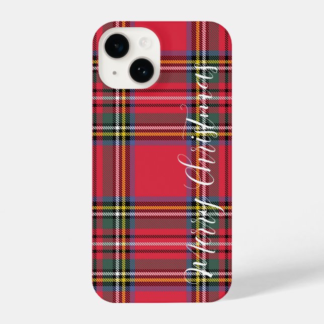 Coque iPhone Joyeux Noël Rouge Plaid (Verso)