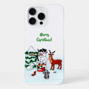 Coque iPhone 16 Pro Max Joyeux Noël ! Snowman avec amis
