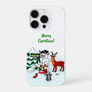 Coque iPhone 16 Pro Joyeux Noël ! Snowman avec amis
