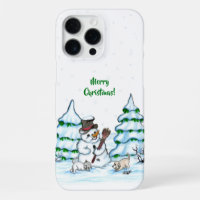 Joyeux Noël ! Snowman avec chat et chiot