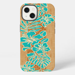 Etui iPhone 13 Kalaheo Hawaiian Hibiscus Tapa Faux Bois