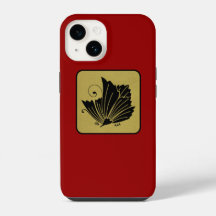 Kamon de clan japonais papillon rouge laqué et or