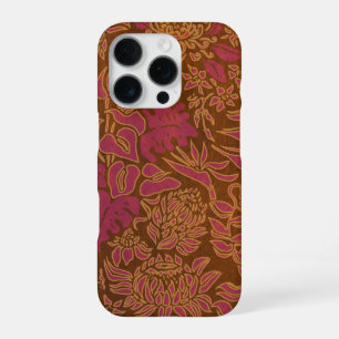 Coque iPhone 16 Pro Kauai Matin Protéa Hawaïen Faux Bois Floral