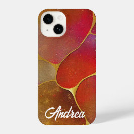 Coque Pour iPhone 14 Kintsugi rouge et or