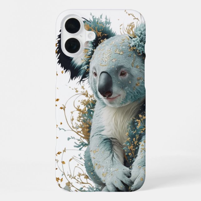 Coque iPhone Koala Fleur Dorée (Verso)