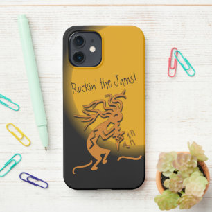 Coque iPhone 12 Kokopelli Avec Notes Musicales Oeuvre D'Art