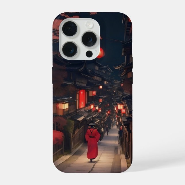 Coque iPhone Kyoto Night Lantern Walk iPhone Case (Verso)