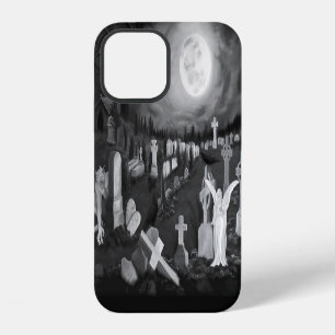 Coque iPhone 12 La nuit au cimetière - Ange avec Diable