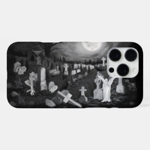 Coque iPhone 16 Pro Max La nuit sur le cimetière - Angel avec Diable