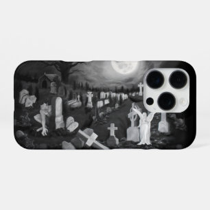 Coque iPhone 16 Pro La nuit sur le cimetière - Angel avec Diable