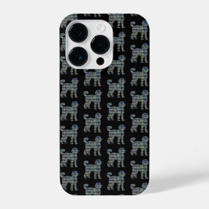 Coque Pour iPhone 14 Plus Labradoodle mignon Chien Grille Silhouette Noir