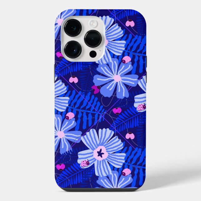 Coque iPhone Ladybug & Fleur sauvage Midnight Blue (Verso)