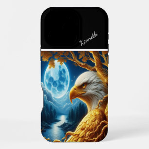 Coque iPhone 16 Pro Max L'aigle bleu de la Lune Silhouette