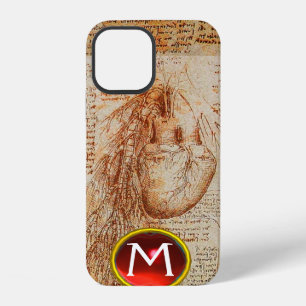 Coque iPhone 12 Le monogramme gemmé du cœur et des artères bronchi