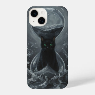 Coque Pour iPhone 14 Le sablier éternel : Le chat noir du temps