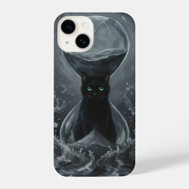 Coque iPhone Le sablier éternel : Le chat noir du temps (Verso)