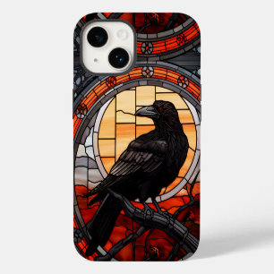 Coque Pour iPhone 14 Le vitrail du corbeau effrayant