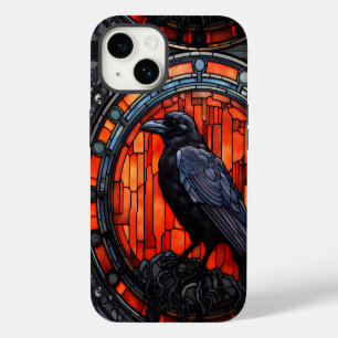 Coque Pour iPhone 14 Le vitrail du corbeau effrayant
