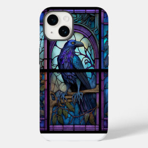 Coque Pour iPhone 14 Le vitrail du corbeau effrayant