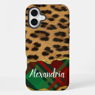 Coque iPhone 16 Plus Léopard Plaid