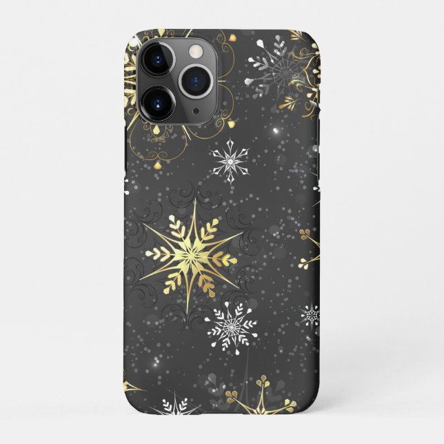 Coque iPhone Les flocons dorés de Noël sur l'Arrière - plan noi (Dos)
